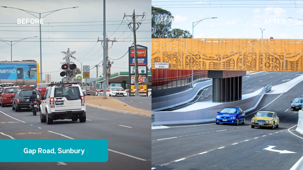 Gap Road, Sunbury before and after