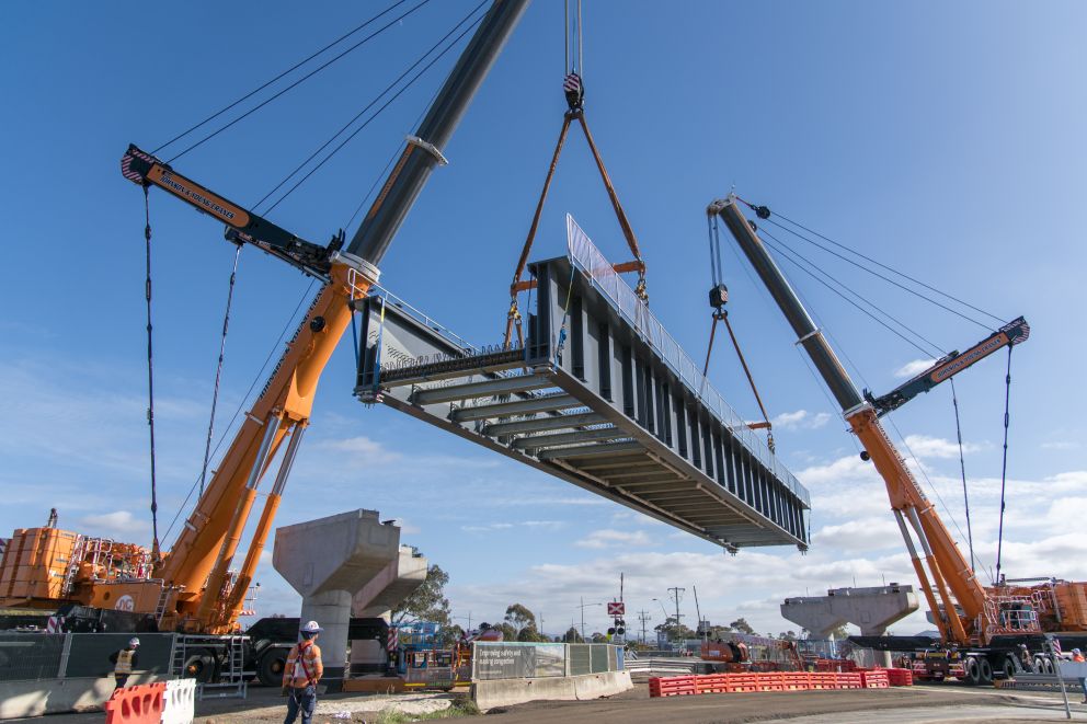 2 750-tonne cranes were needed to lift in the giant structures