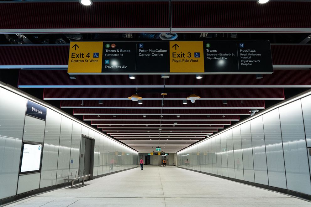 Parkville Station concourse. 