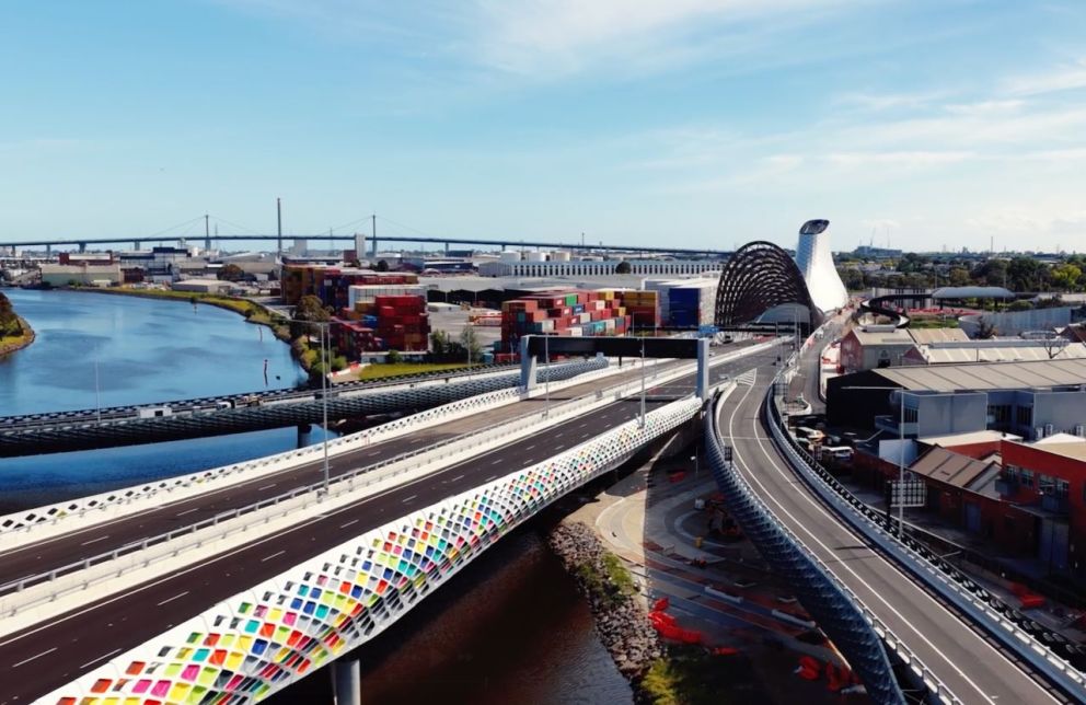 The new bridges over the Maribyrnong River.