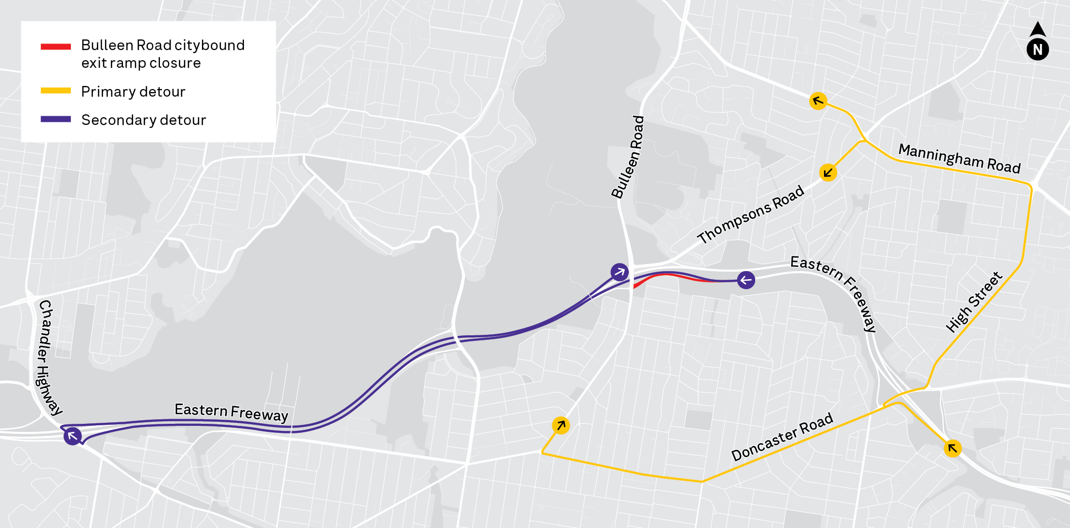 Bulleen Rd Citybound Exit Closure