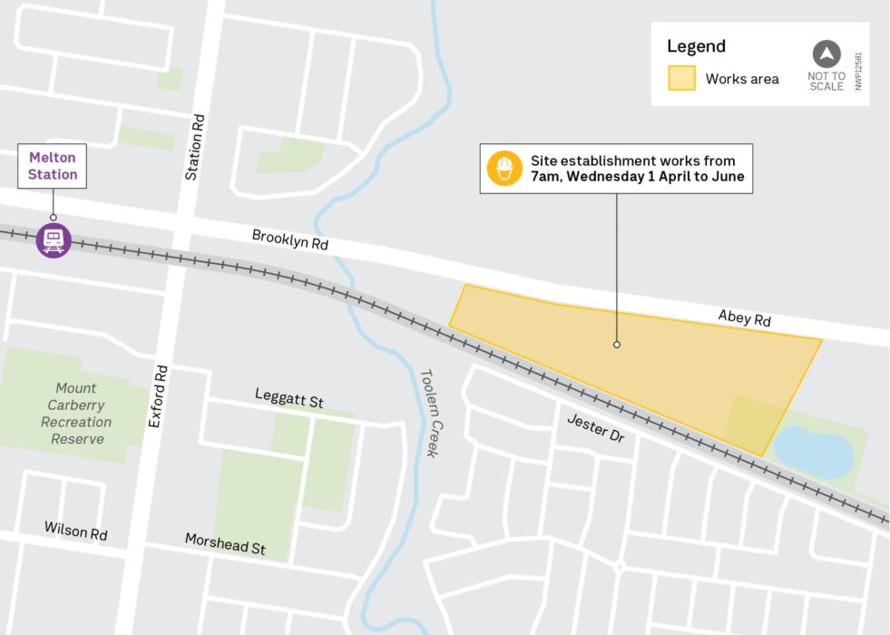 Map showing location of works area on Abey Road
