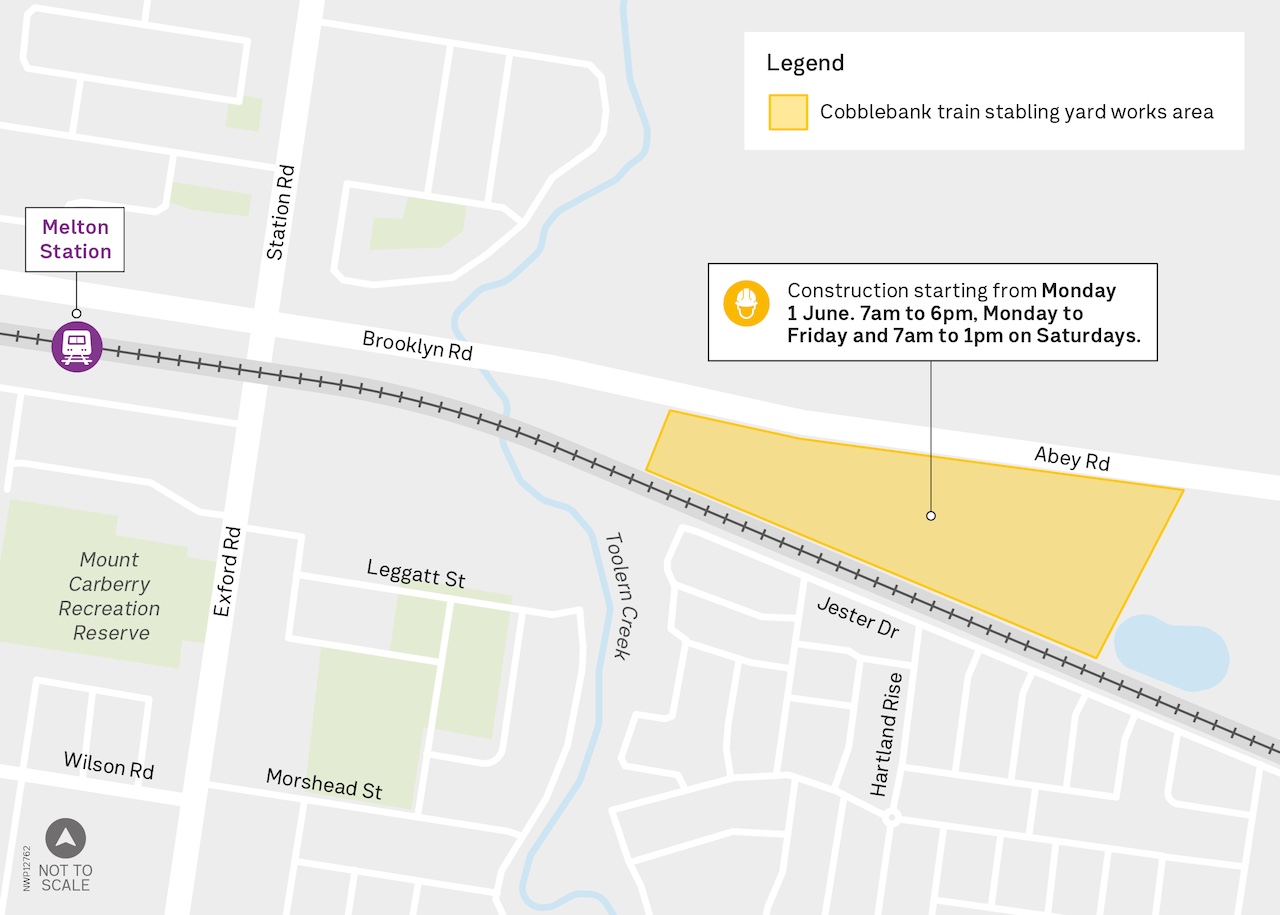 Cobblebank train stabling yard site establishment site map