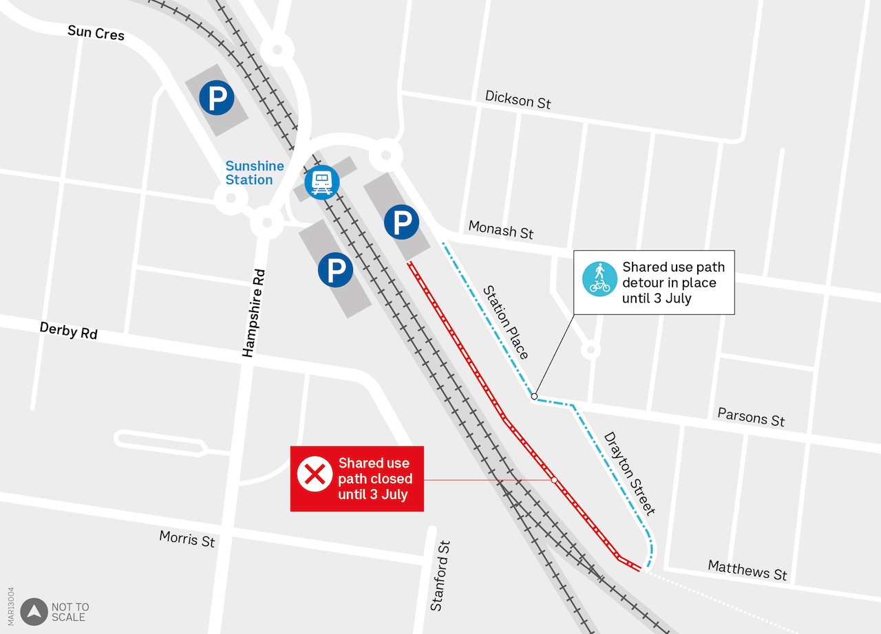 Sunshine Station shared use path detour map