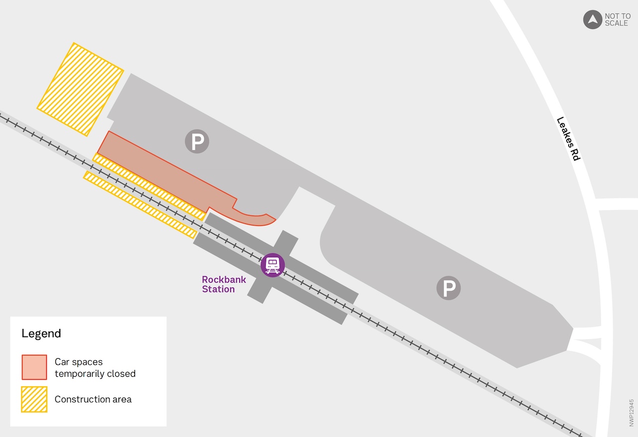 Map showing location of closed car spaces near the rail line