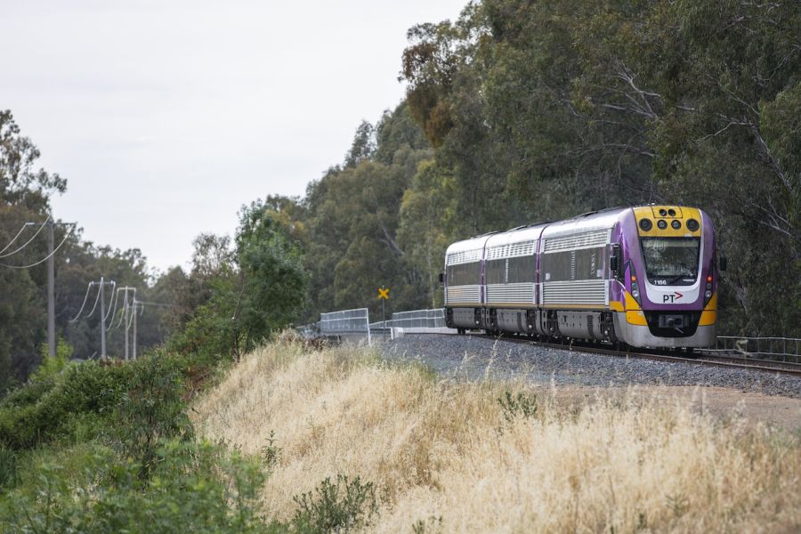 A VLine train travelling along the Shepparton Line