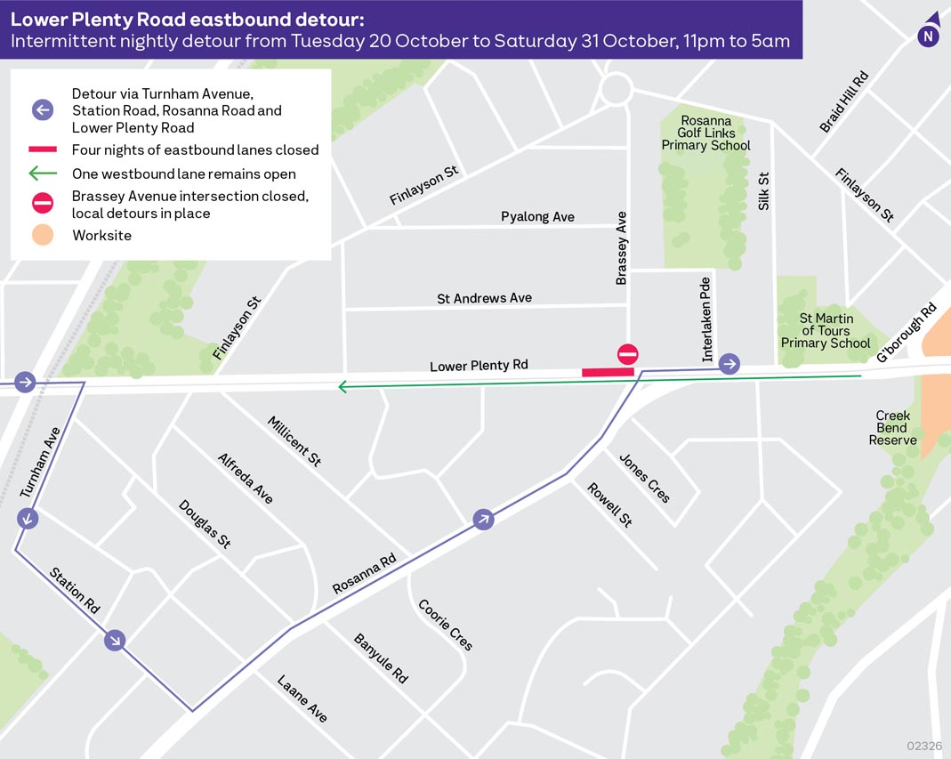 Lower Plenty Detour map