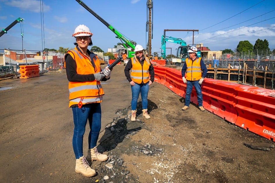 Members of the safety team in high visibility clothing at a construction site
