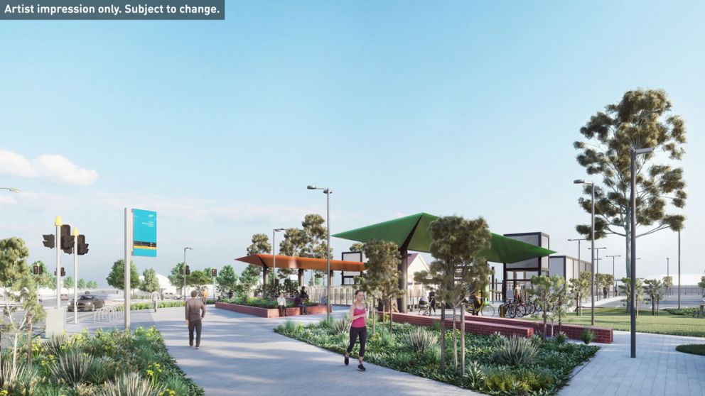 Artist impression of the station shared path