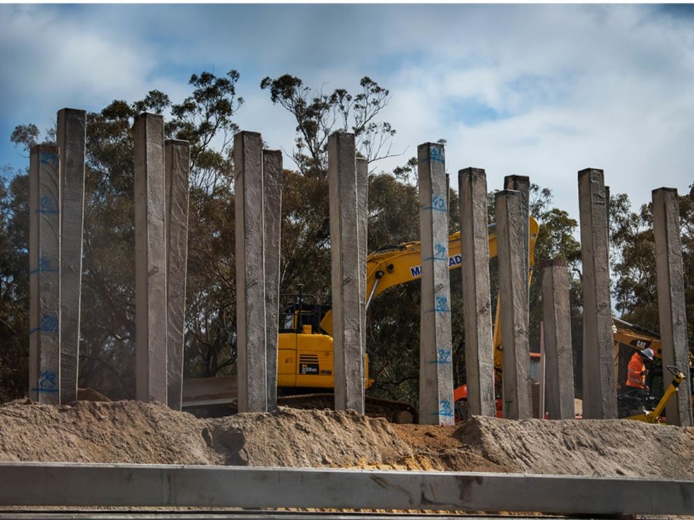 Image of the piles being installed