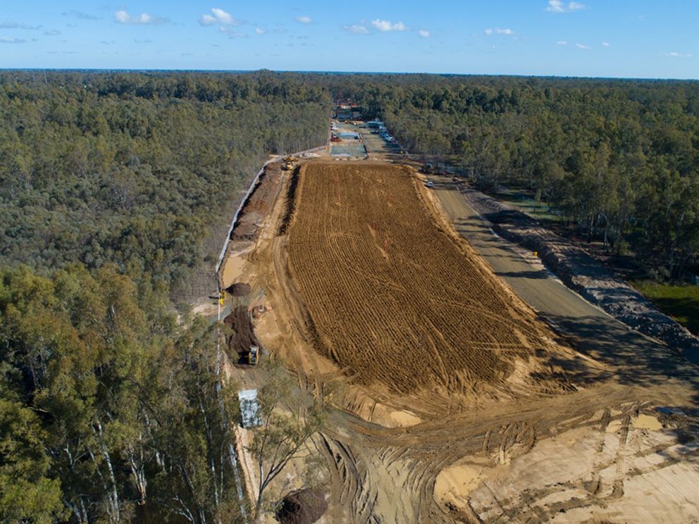 Image of the earthworks occurring in NSW with nature surrounding the works on either side