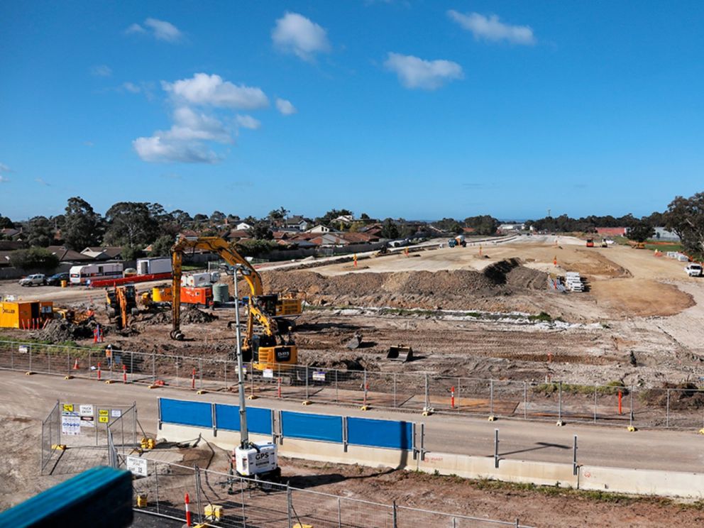 Progress on building the bridge on the south side of Centre Dandenong Road