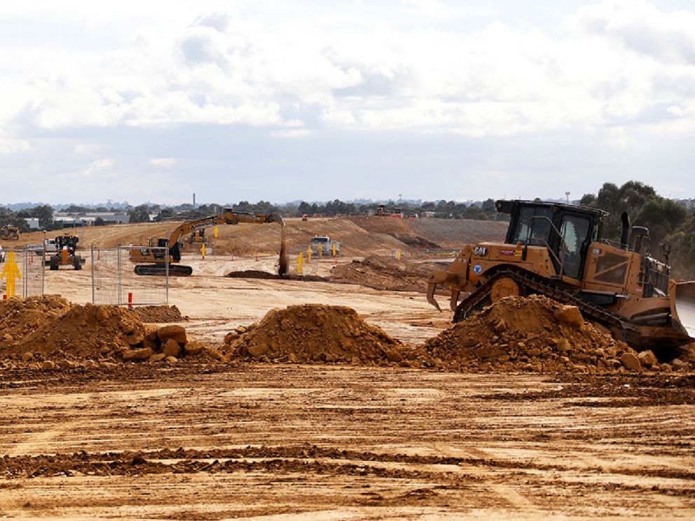 Works to build the foundations of the Freeway in Aspendale Gardens - July 2020