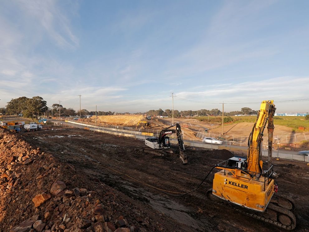 Works to build the bridge over Old Dandenong Road - June 2020 