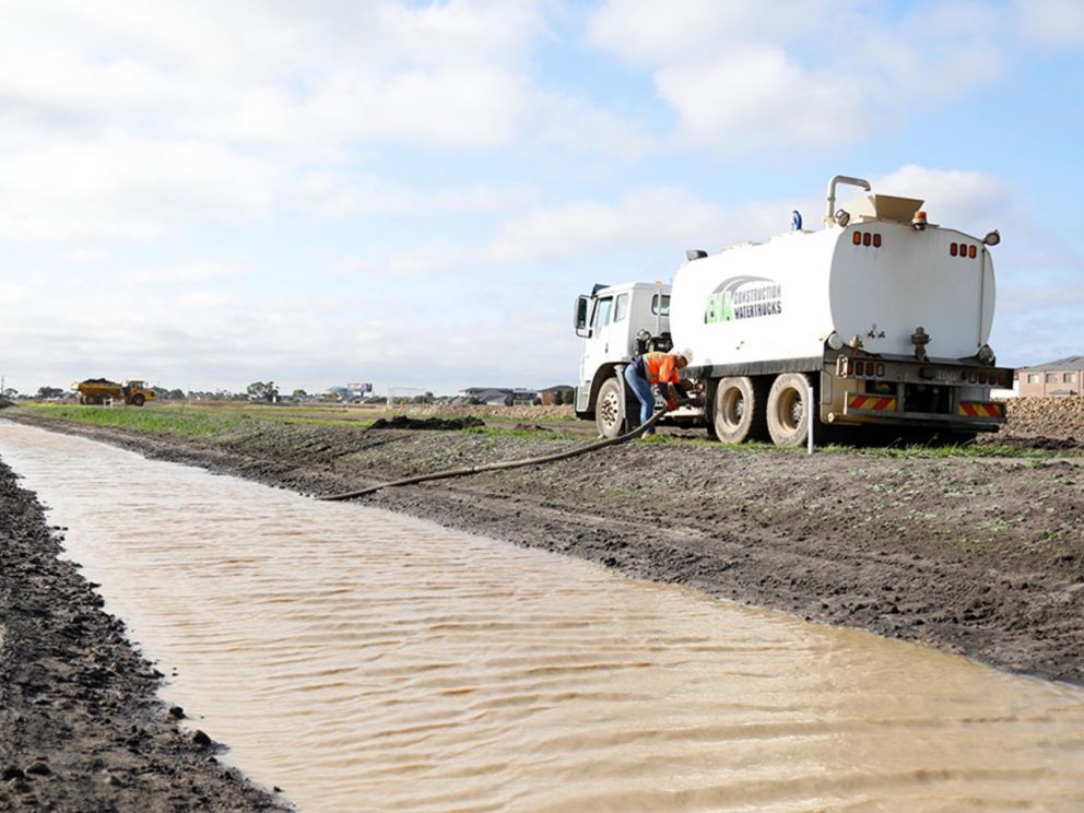 Using water collected on site to help reduce dust - February 2020