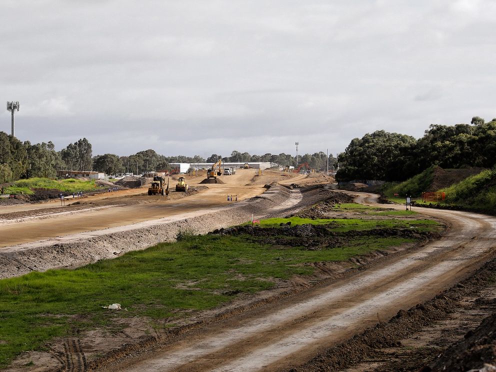 Progress on building the foundations of the Freeway near Braeside Park - April 2020