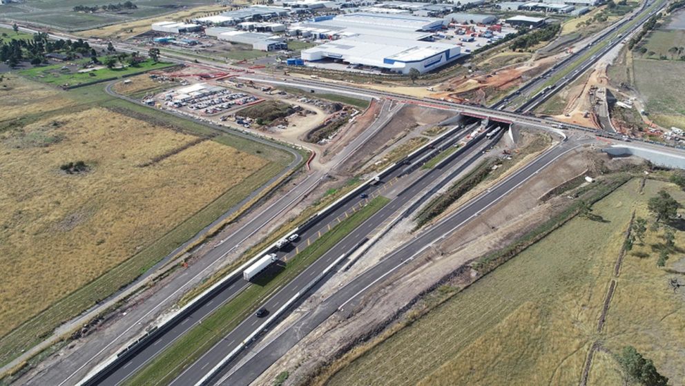 Asphalting progress on the new ramps as part of the freeway interchange