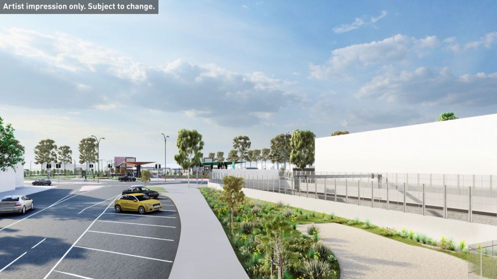 Artist impression of the Rail trench from Victoria Street.