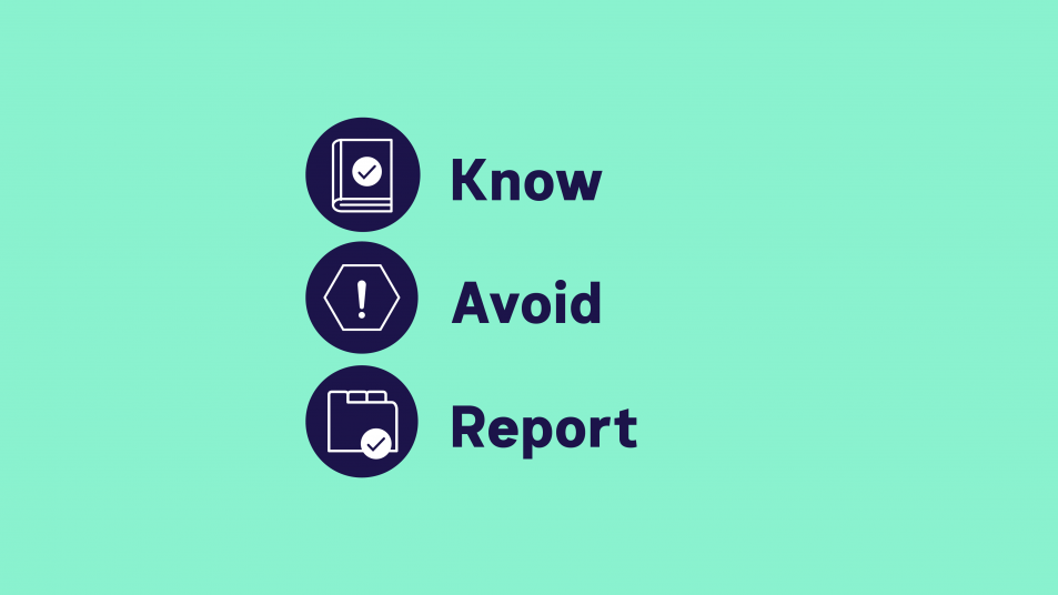 Know Avoid Report icons graphic