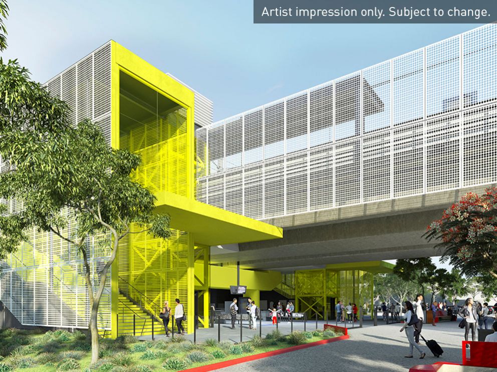 Main entrance to Hallam Station looking north. Artist impression only. Subject to change.