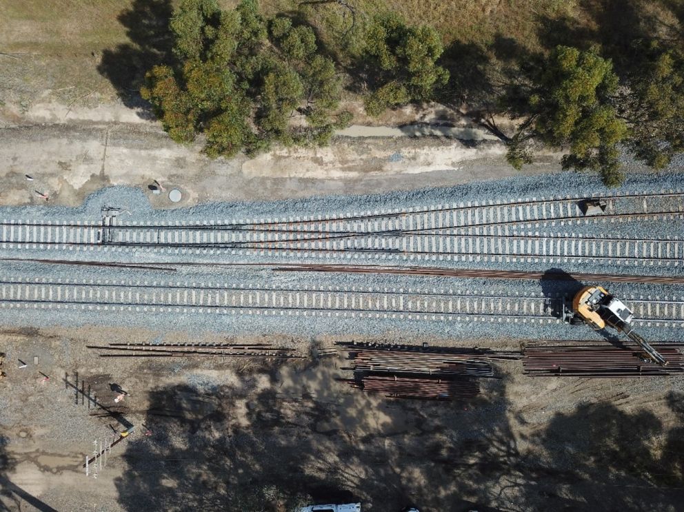 Aerial image of track works 