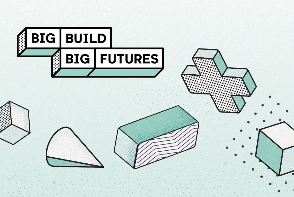Coloured illustration of geometric shapes with the Big Futures logo