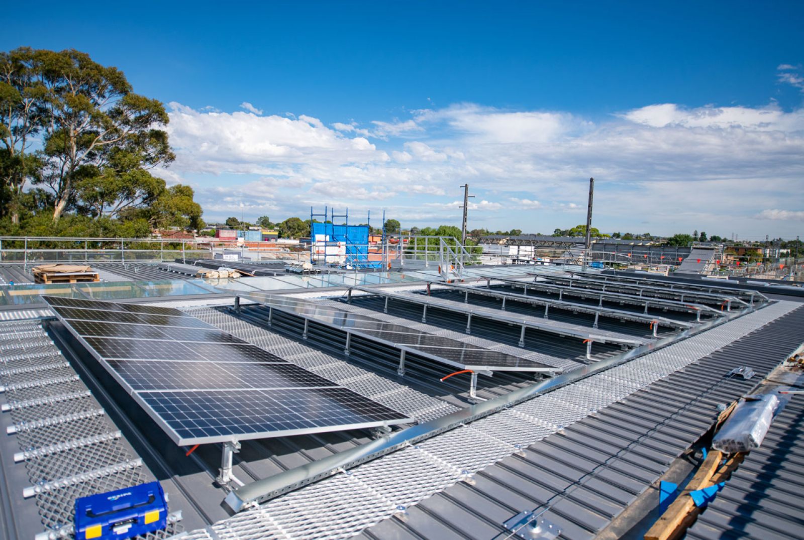 Solar panels on the roof at the new Glenroy Station.