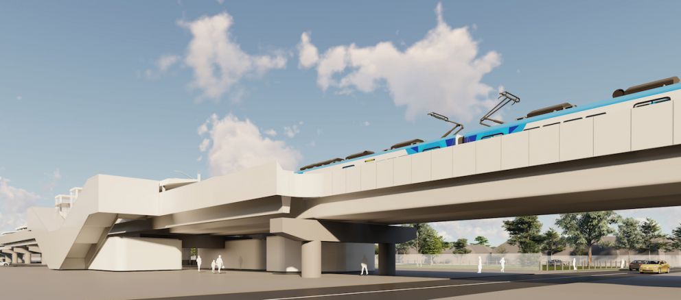 Elevated rail bridge over Webb Street. Artist impression only, subject to change.