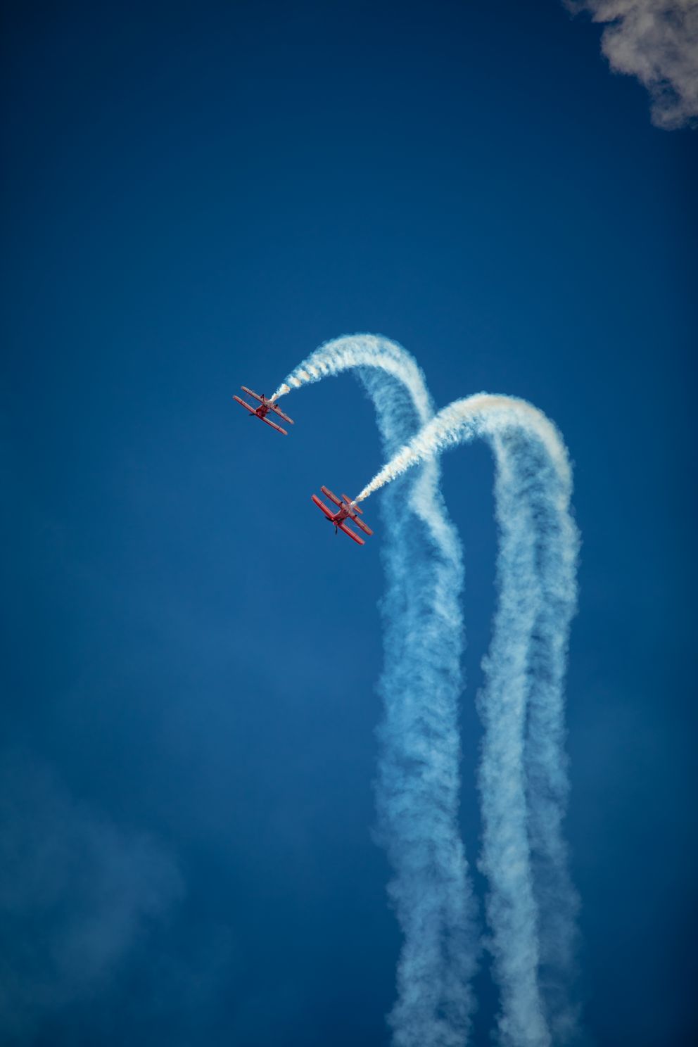 Acrobatic planes flying above the bridge on Echuca-Moama Bridge Project