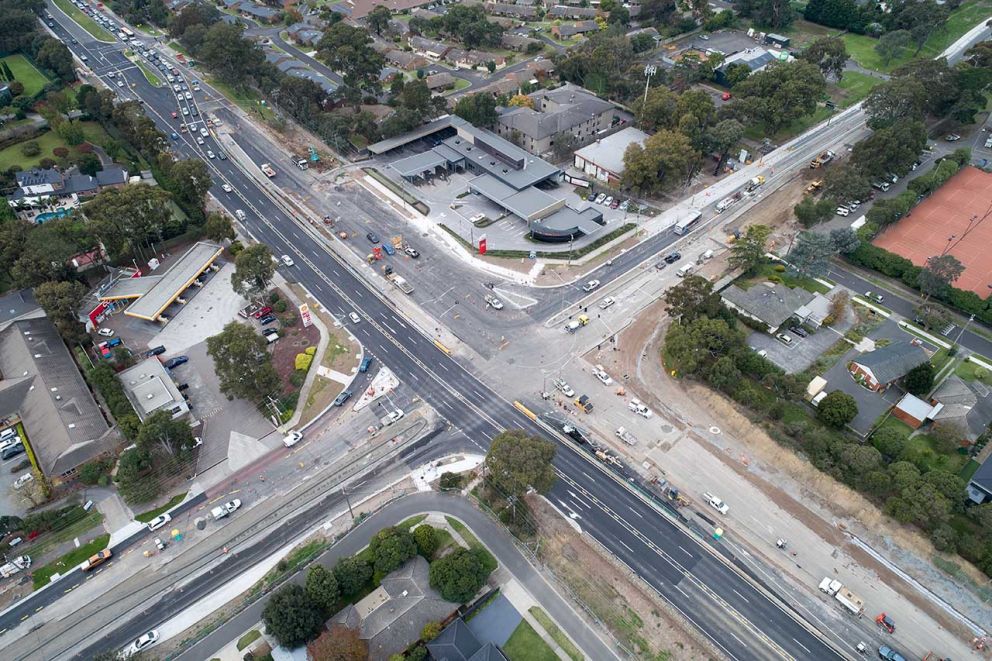 Porter Street major construction to convert the roundabout to traffic lights May 2022
