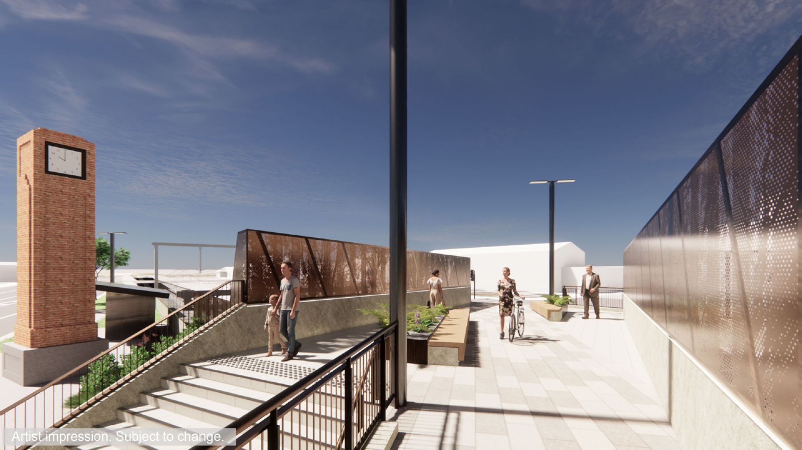 Artist render of the Chelsea clock tower restoration and  precinct.