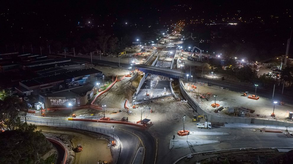 Aerial images capture the scale of works along Clyde Road, Berwick