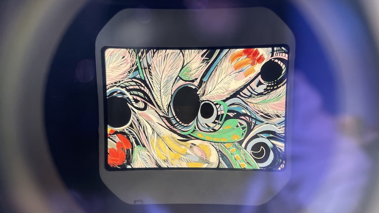Artwork by Bunurong artist Adam Magennis as viewed through the Nepean Highway stereoscopic box