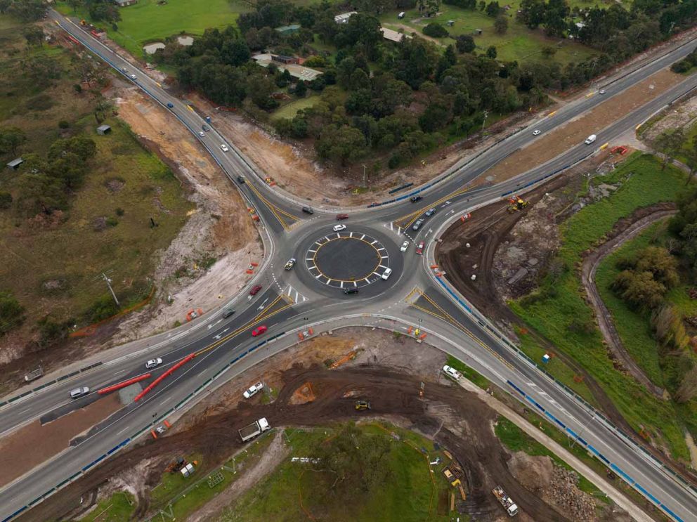 Aerial view of the Ballarto Road intersection