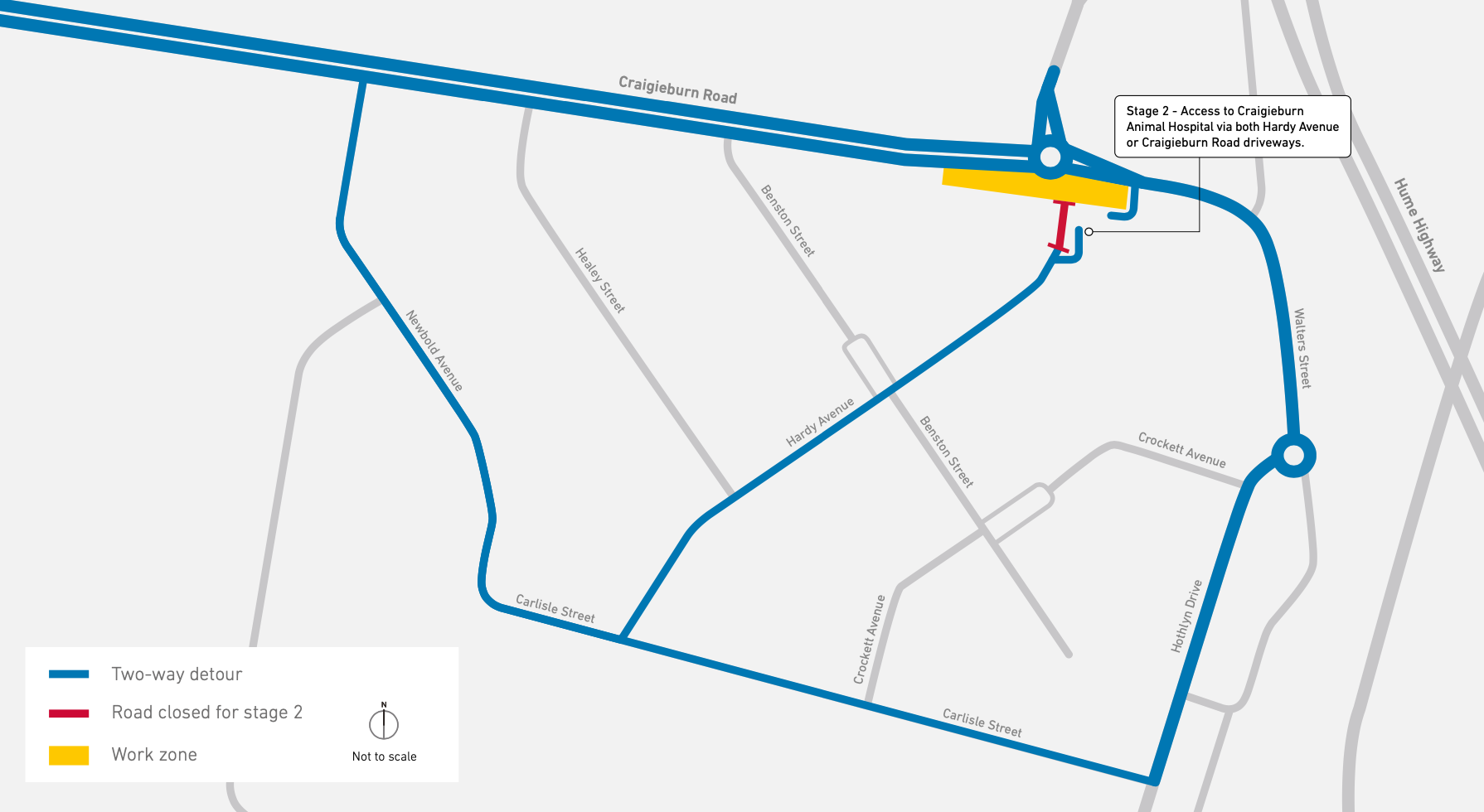 Hardy Avenue detour map