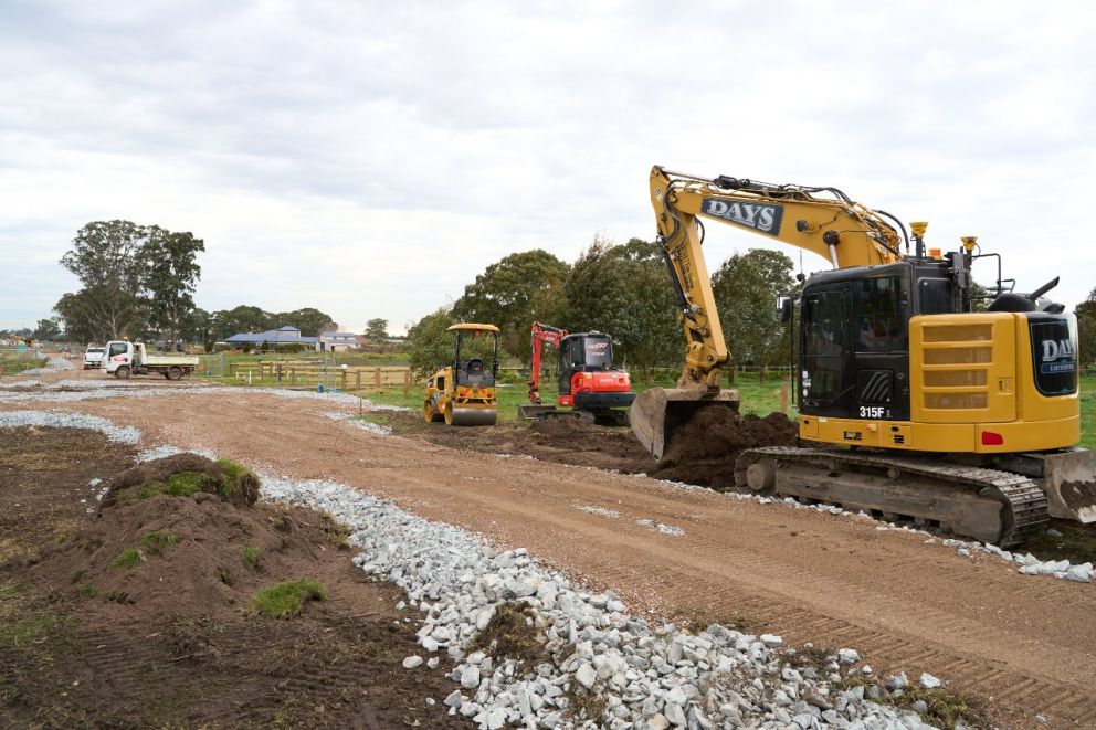 Excavation of swale drain south side of Hall Road