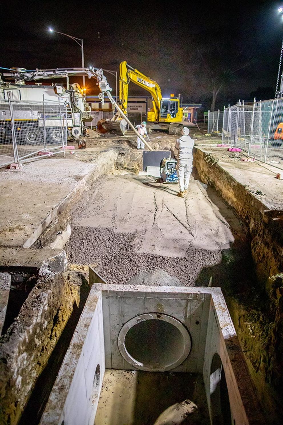 Drainage crossings in the foreground. You can also see non-destructive digging works in the background.