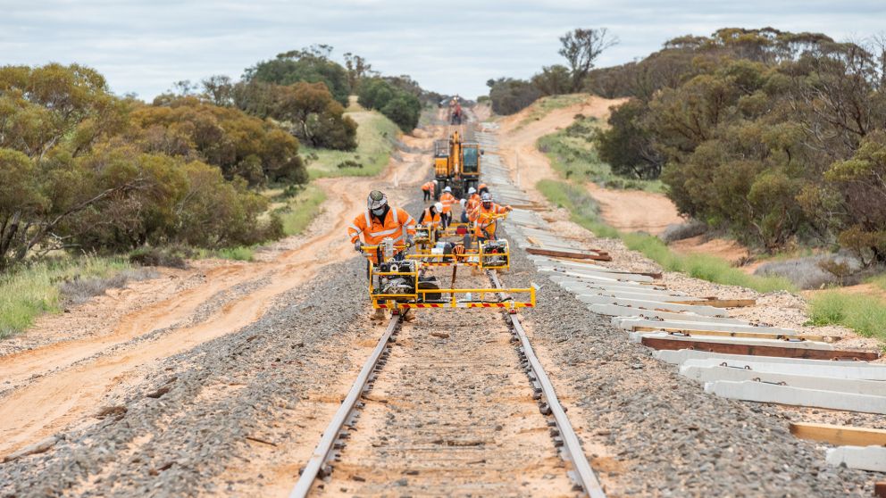 Workers rerailing on the Murray Basin Rail Project