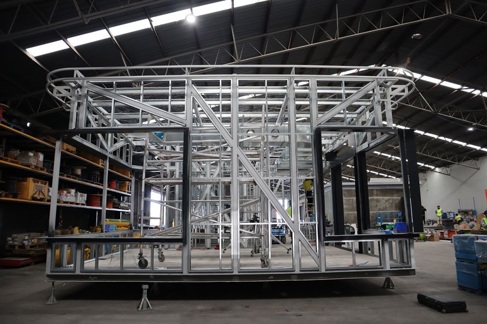 Construction of station building frame