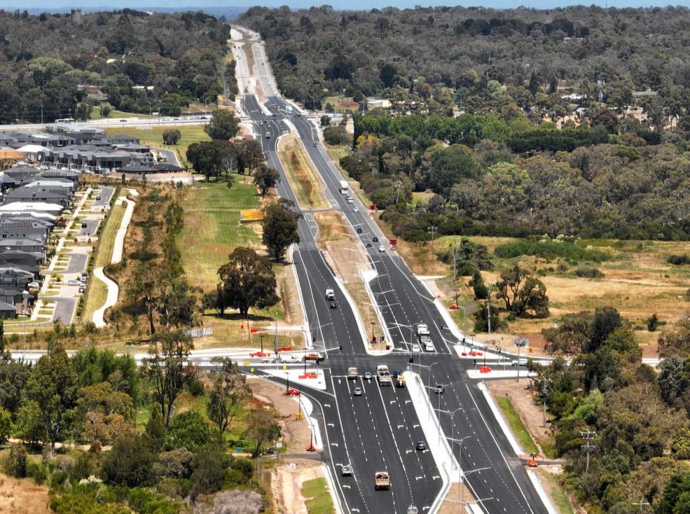 An aerial view of the Western Port Highway Upgrade