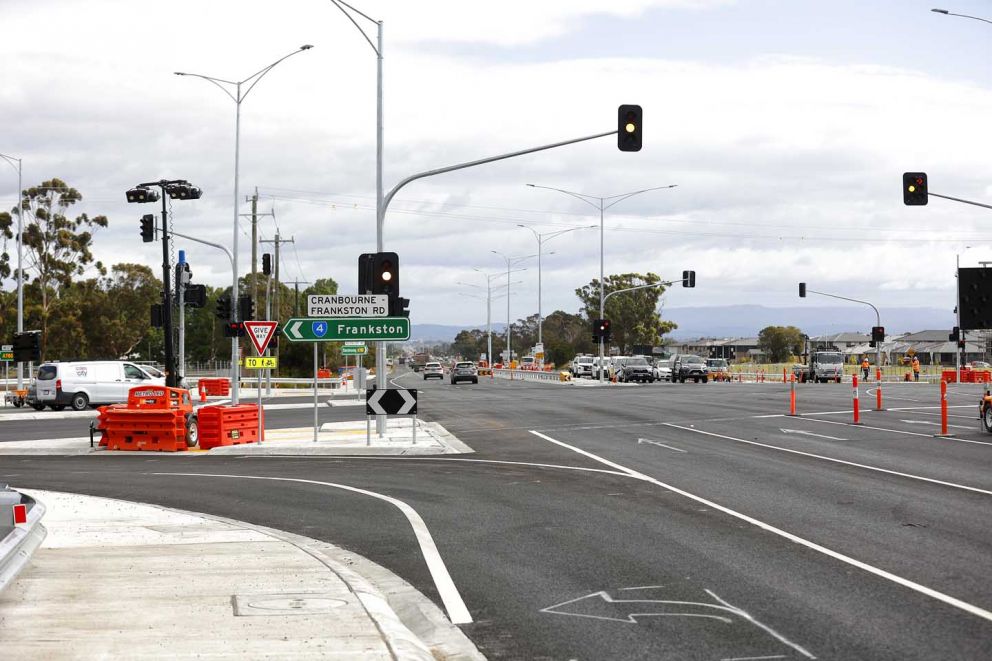 A new slip lane at the Cranbourne-Frankston Road intersection