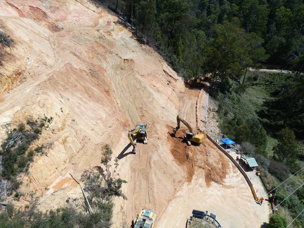 Landslip site from above 14 February