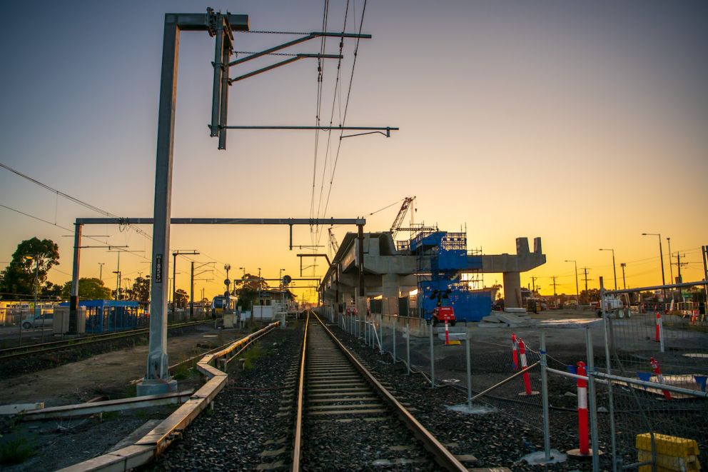 The elevated rail starts to take shape