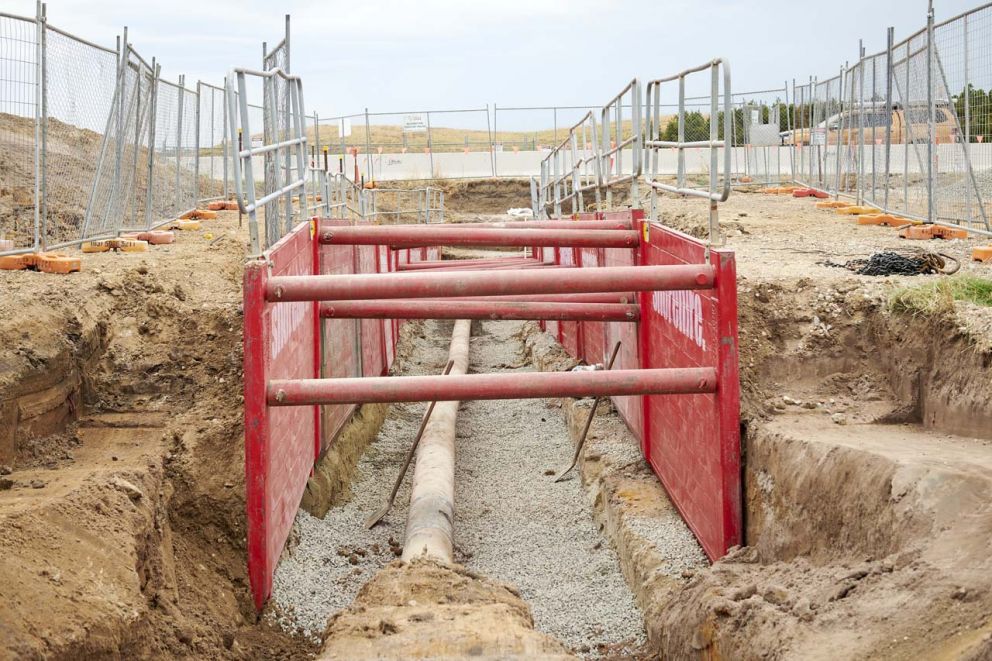 Shields in place to enable the protection works on a licensed pipeline as part of the upgrade works