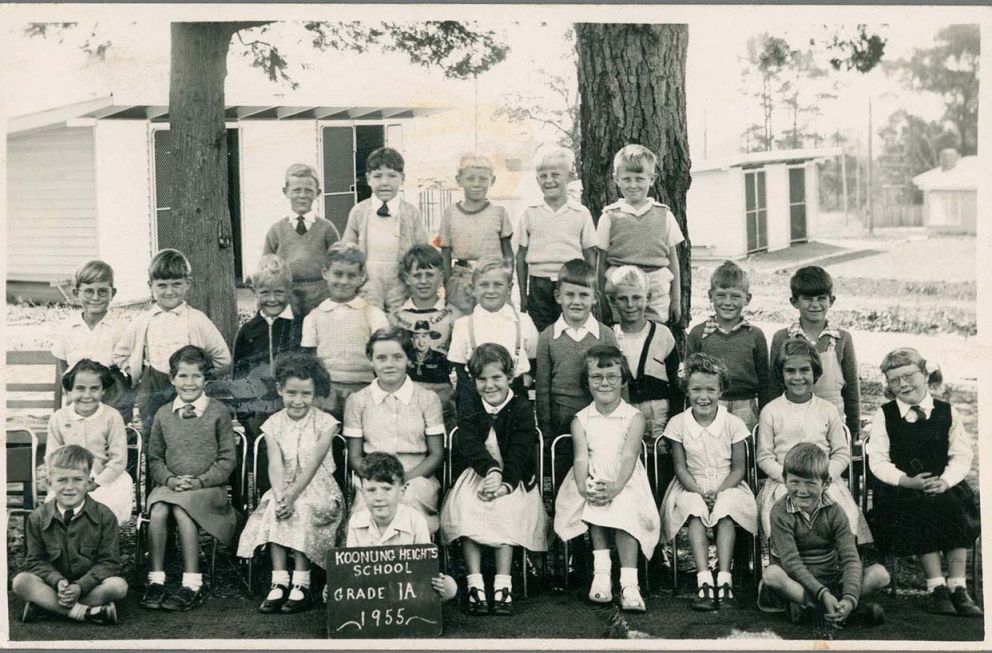  Class photograph for Grade 1A 1955 at Koonung Heights Primary School