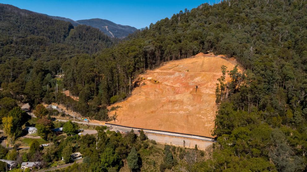 A birds-eye view of the landslip 14 April