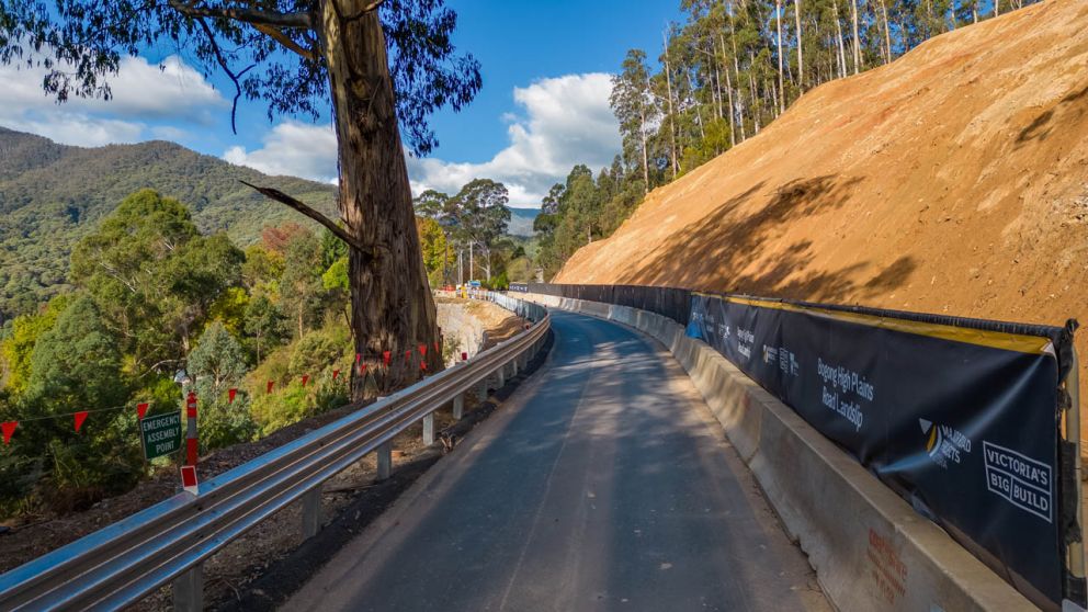 The final configuration of the single-lane access at the landslip 21 April