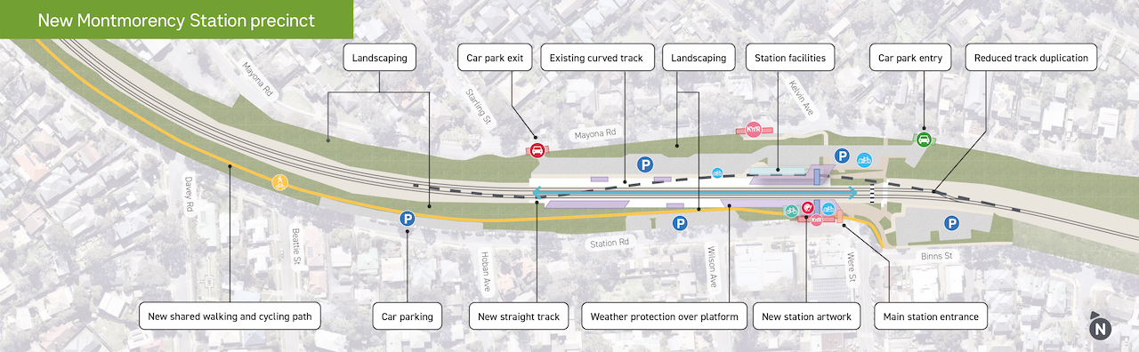 New Montmorency Station precinct map