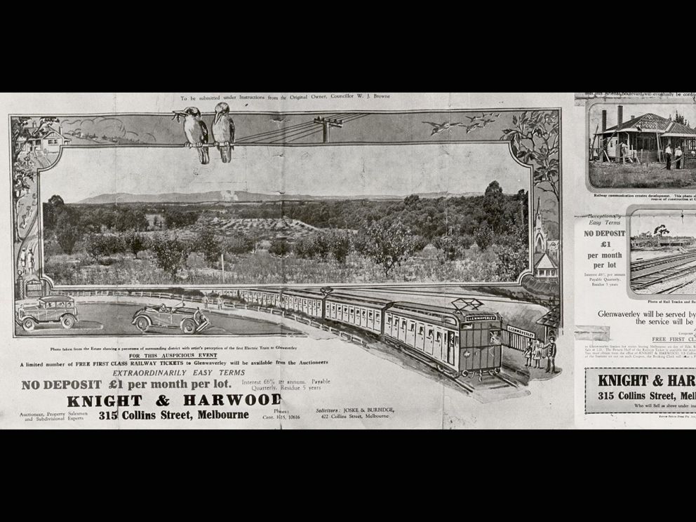 Image shows illustration of a train at Glen Waverley Station
