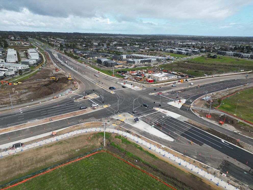 Newly aligned intersection in use